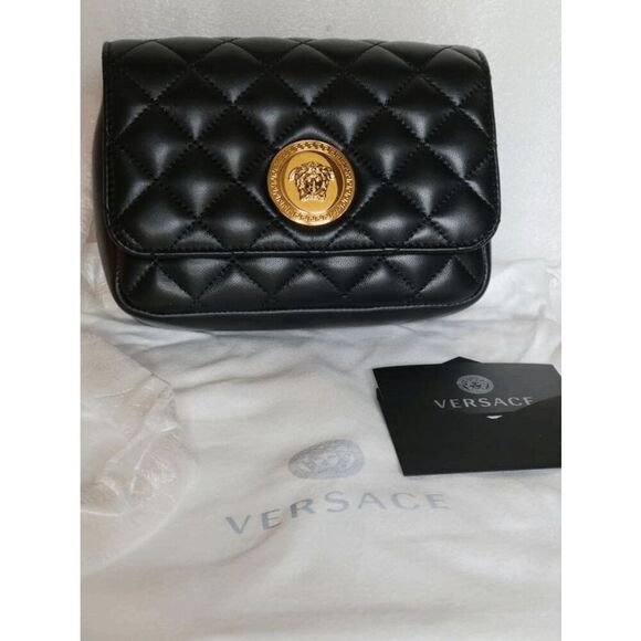VERSACE Black Quilted Calfskin Leather Medusa Crossbody Bag $2200 NEW WITH TAGS - Picture 13 of 16